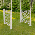 9.5ft T Iron Garden Arch with Embellished Trellis London 1820" (Antique White)
