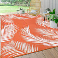 Pauwer Waterproof Outdoor Rug 6x9, Reversible Plastic Straw Patio Camping Rug, Indoor Outdoor RV Mat Carpet for Deck, Camper, Porch, Balcony, Backyard, Picnic, Leaf Orange