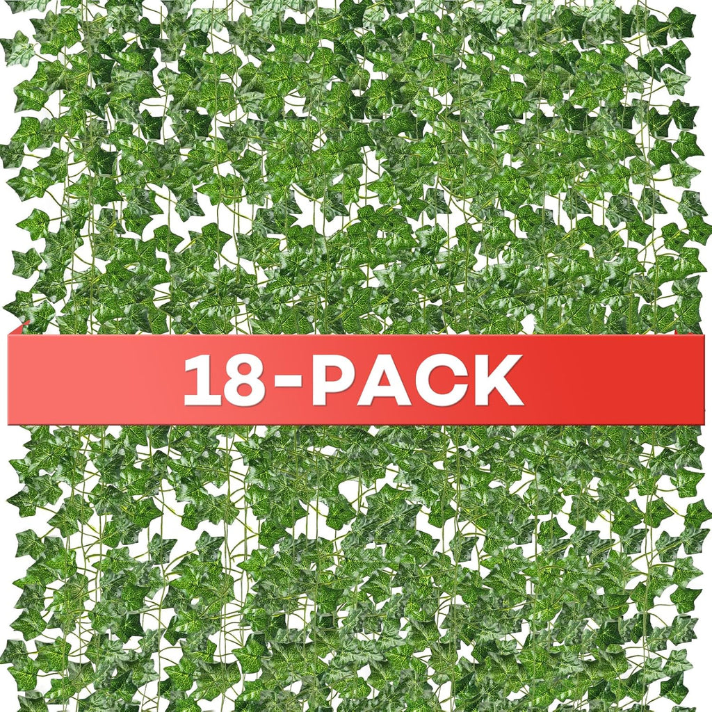 18 Pack 126 Feet Vines,Ivy,Ivy Garland,Fake Ivy,Fake Leaves,Ivy Vines,Artificial Vines,Green Vines,Leaves Room Decor,Vines for Bedroom,Wall Decor,Wedding Party