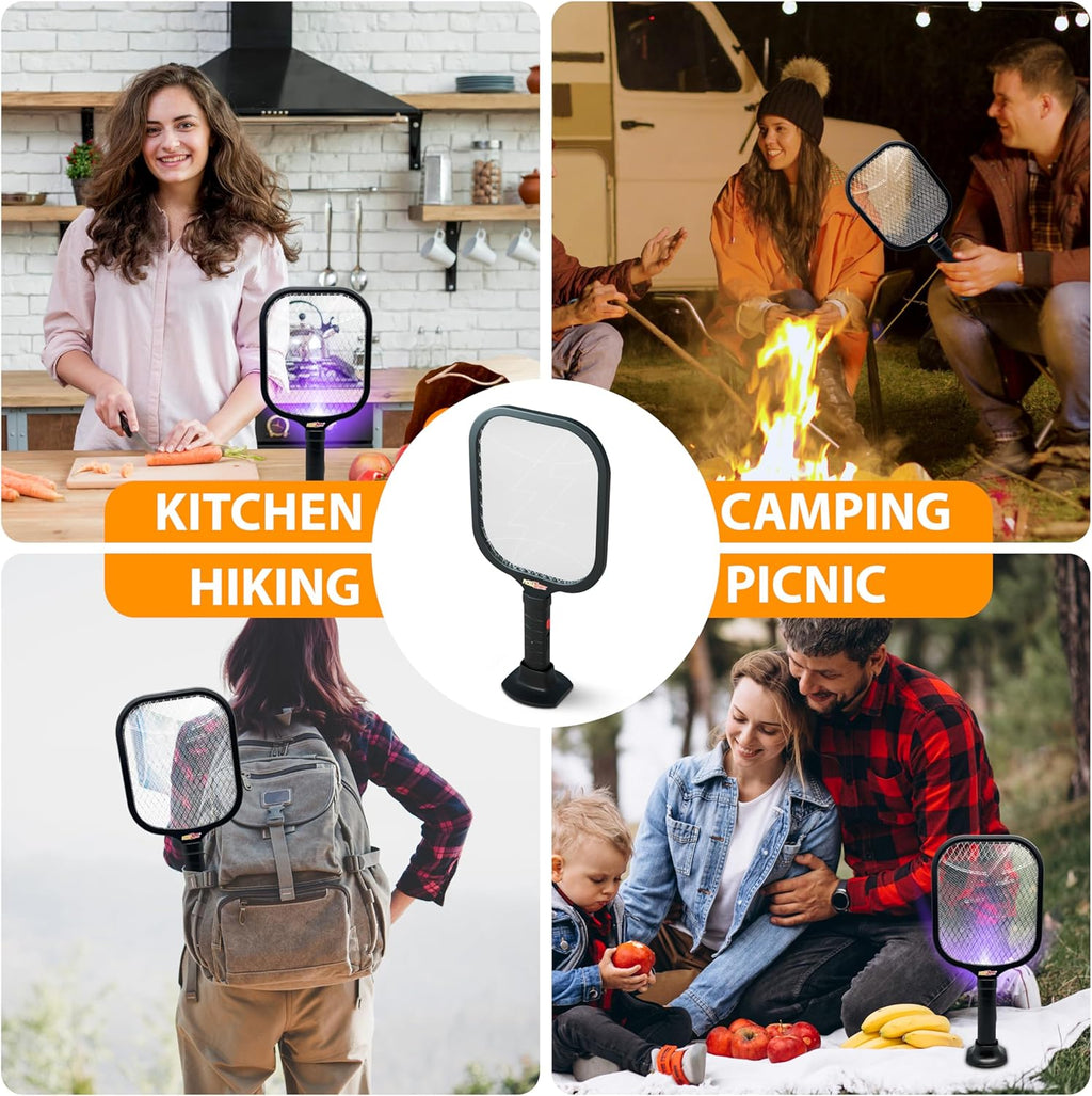 Electric Fly Swatter Racket, Mosquito Zapper Racket, Fly Zapper for Indoor and Outdoor, Flying Bug Zapper Racket, Gnat Zapper, Portable Bug Zapper Indoor Racket (Battery Powered)