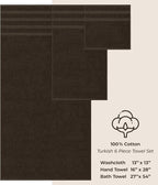 American Soft Linen Luxury 6 Piece Towel Set, 2 Bath Towels 2 Hand Towel 2 Washcloths, 600 GSM 100% Cotton Turkish Towels for Bathroom, Brown Towel Sets