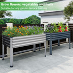 DIIYIV Galvanized Raised Garden Bed with Legs,2PCS 48×24×30in Elevated Planter Box for Backyard,Outdoor Garden, Patio, Balcony, 350lb Capacity,Silver