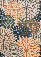 Nourison Home Aloha Indoor/Outdoor Blue Green 9' x 12' Area Rug, Easy Cleaning, Non Shedding, Bed Room, Living Room, Dining Room, Backyard, Deck, Patio (9x12)