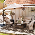 GENIMO 6' x 9' Outdoor Rug Waterproof for Patio Decor, Foldable Reversible Plastic Straw Area Rugs Mat for Camper, Outside Carpet for Rv, Deck, Porch, Picnic, Beach, Balcony, Coffee & Beige