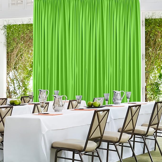 AK TRADING CO. 10 feet x 10 feet Light Green Polyester Backdrop Drapes Curtains Panels with Rod Pockets - Wedding Ceremony Party Home Window Decorations, 5FT x 10FT