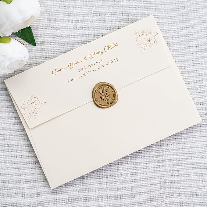 PONATIA 50 PCS 5x7 Envelopes, Self- Adhesive Cream A7 Envelopes for Weddings, Invitation Cards, Photos, Postcards, Greeting Cards Mailing, Baby Shower, Graduation, Christmas Gift Cards