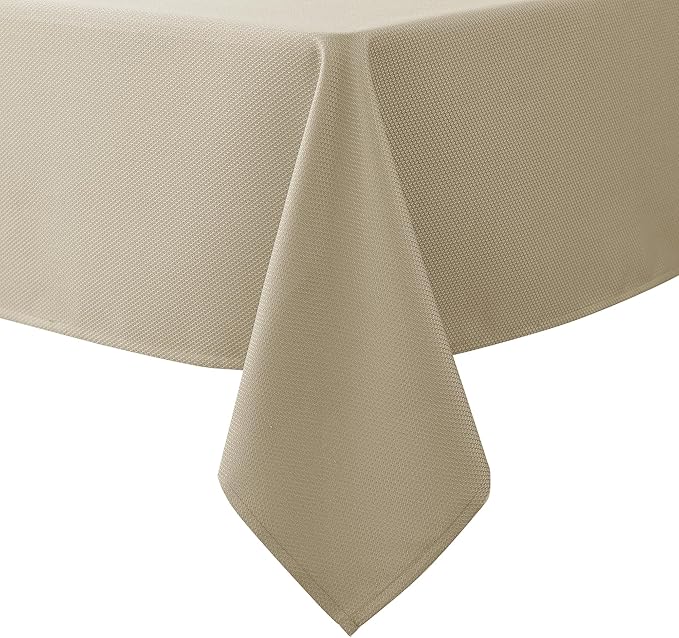 Biscaynebay Textured Fabric Tablecloths 70x120 Inches Rectangular, Natural Water Resistant Tablecloths for Dining, Kitchen, Wedding, Parties etc. Machine Washable