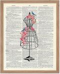 Poster Master Mannequin Print - Fashion Poster - Dictionary Art - Great Gift for Men, Women & Dressmaker - Sewing & Flower Art - Chic Decor for Living Room, Dorm or Office - 11x14 Beige Framed