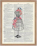 Poster Master Mannequin Print - Fashion Poster - Dictionary Art - Great Gift for Men, Women & Dressmaker - Sewing & Flower Art - Chic Decor for Living Room, Dorm or Office - 11x14 Beige Framed