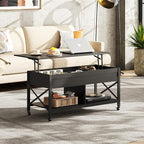 WLIVE Coffee Table, 41.3" Lift Top Coffee Table with 4 Wheels, Hidden Compartment, Storage Shelf and Lift Tabletop for Living Room, Reception Room, Black