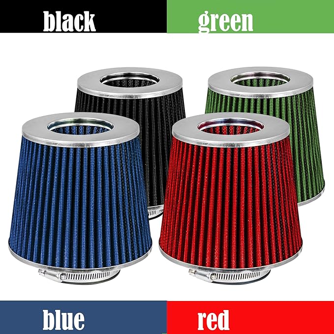 Mortar Aftermarket Auto Air Filter Replacement - Car Enthusiast Class Universal Cold Air Intake Gulps in More Air for More Engine Power & Passionate Induction Sound, 3 In, Black