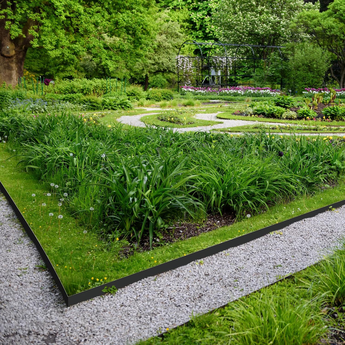 Worth Garden 10-Pack (34Ft Total) Galvanized Steel Landscape Lawn Edging - 6 in. H Bendable Metal Strips - Hammer-in 18-Gauge Flexible Black Edging Border - Yard Pathway Divider - Buckle Connection