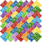 10"x 10" 50 PCS 100% Cotton Floral Fabric Squares Bundles Quilting Supplies for Sewing DIY & Quilt Beginners— Paisley