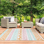Lahome Outdoor Rug Waterproof, 5x8ft Reversible Outdoor Plastic Straw Rug for Camping Patio, RV Outdoor Rugs Outside, Outdoor Carpet for Porch Deck Backyard Balcony Picnic(Pink/Orange,5'x 8')