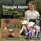 Triangle Homi Hand Hoe - Traditional Handmade Korean Garden Tool for Weeding Digging & Planting with Forged Steel & Chestnut and Acacia Wood Handle