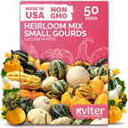 KVITER 50 Small Gourd Seeds Mix (Cucurbita Pepo) – Ornamental Fall Decor Gourds, Non GMO & Organic – Perfect Heirloom Seeds for Planting Decorative Gourds in Vegetable Garden