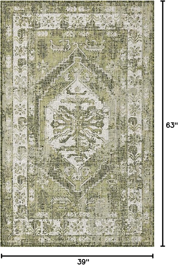 Unique Loom Outdoor Traditional Collection Area Rug - Valeria (3' 3" x 5' 3" Rectangle, Green/ Light Green)