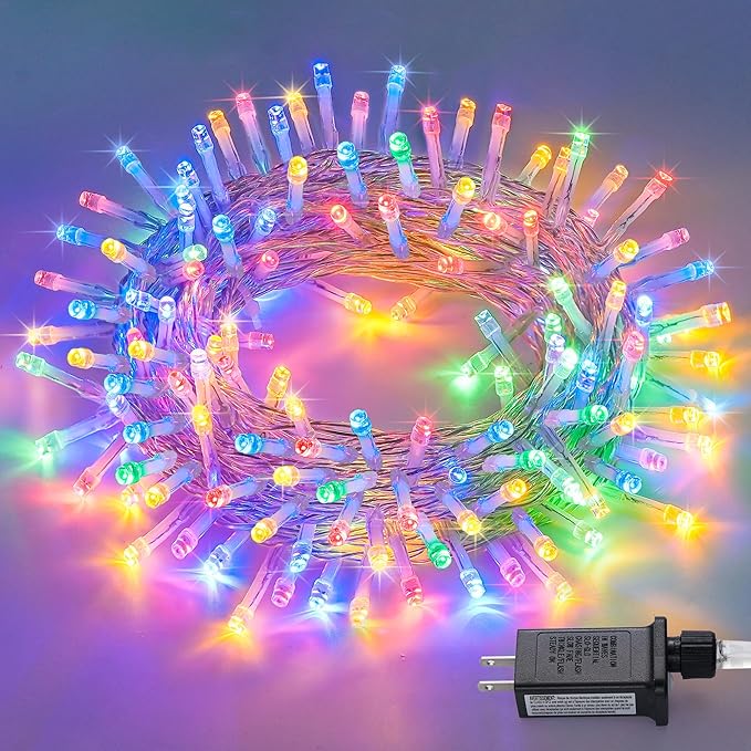 JMEXSUSS 150 LED Multicolor String Lights Indoor Outdoor Waterproof, 59 Ft Connectable Christmas Tree Lights, 8 Modes Plug in Colorful String Lights for Patio, Party, Holiday Decorations
