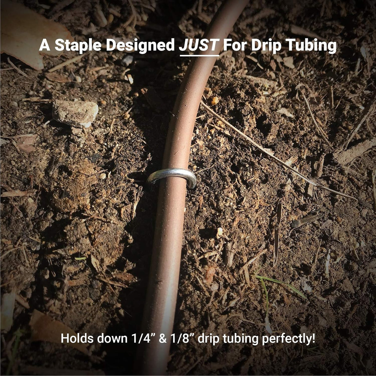 Sandbaggy DRIP TUBING Stakes Landscape Staples | 5 inch Length | Drip Anchors | Landscape Pins | Lawn Nails | Garden Stakes | Hold Drip Tubing Up to 1/4" Diameter | 14-Gauge Standard | Pack of 100