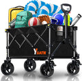 Collapsible Wagon Cart with Wheels Foldable, Folding Wagons Carts with All Terrain Wheels, Large Grocery Carts On Wheel, Heavy Duty Utility Wagons for Shopping Beach Sports, 150L, Black