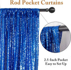 ShinyBeauty Royal Blue Sequin Curtains 2FTx8FT - 4 Panels Sparkly Backdrop for Photo Shoots, Baby Showers, Parties & Events - Elegant & Durable Glitter Background