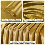 Dark Gold Glitter Backdrop Curtain for Parties Wedding,10Ft x 10Ft Satin Shimmer Photo Backdrop,Non-Wrinkle Sparkle Drapes for Backdrop,Back Drop for Photography, Birthdays,Weddings,Prom