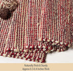 Chardin home Natural Jute Table Runner 13x72 Inch – Vintage Boho Rustic Table Decor – Handwoven Table Runner in Natural Jute and Red – Farmhouse Dining or Console Table Accent