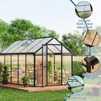 Garvee 6 x 10 FT Greenhouse, Greenhouses for Outside, Polycarbonate Greenhouse with Aluminum Frame, Lockable Door and Ajustable Roof Vent for Backyard, Green Houses for Outside Garden Backyard, Patio