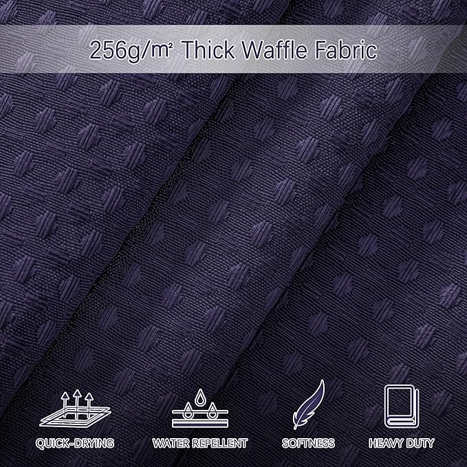 Purple Shower Curtain - Waffle Weave Fabric Heavy Duty Shower Curtain for Bathroom, Water Repellent Weighted 256GSM Hotel Quality Machine Washable Bath Curtains with 12 Hooks, 72Wx72H