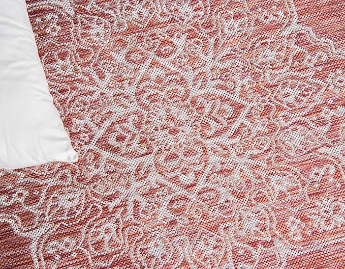Unique Loom Outdoor Traditional Collection Area Rug - Antique (8' x 11' 4" Rectangle, Rust Red/ Gray)