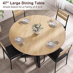 47'' Round Dining Table for 4,Kitchen Dining Room Circle Dinner Pedestal Table,Space Saving Wood Kitchen & Dining Room Furniture (Natual Wood, 47In)