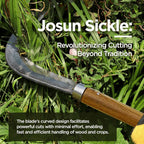 Josun Sickle Left-Handed - Hand-Forged Handmade Korean Weeding and Brush Clearing Tool with Razor-Sharp Blade and Chestnut Wood Handle