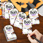 50 Pcs Halloween Tags with String, 2.1"×3.5" Ghost Paper Gifts Tags, Boo Trick or Treat for Candy, Halloween Gifts Tag Wrap for Party Favor - B07