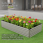 DIIYIV 8x4x1.5FT Galvanized Raised Garden Bed,Vegetable Boxes-Rectangle Metal Flower Box,Large Planter Raised Beds Outdoor Garden for Planting,Fruit,Herb-Silver