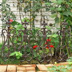 Sungmor Decorative Cast Iron Flower Bed Fence, 28" Tall Vintage Garden Edging Border, 4 Pack Heavy Duty Landscape Picket Fence Panels, Outdoor Plant Support Garden Stake, Victorian Yard Lawn Decor