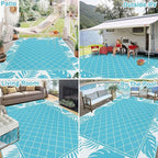 Ileading Outdoor Rug Carpet for Patio 8' x10' Waterproof Reversible Plastic Straw Rug Portable Outside Area Rug Camping Mat for Patio, Clearance, Balcony, Picnic, Pool, Beach, RV, Deck, Teal