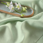 Solino Home Linen Table Runner 120 Inches Long - 100% Pure Linen Light Green Table Runner 14 x 120 Inch - Classic Hemstitch
