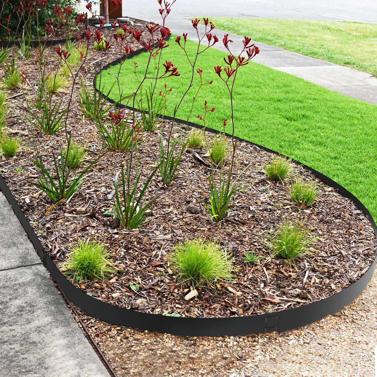 6-Pack 8 inch Black Metal Landscape Edging, Metal Garden Edging Border with 6 Clips,40 Inch Steel Landscape Edging for Yard, Garden, Lawn
