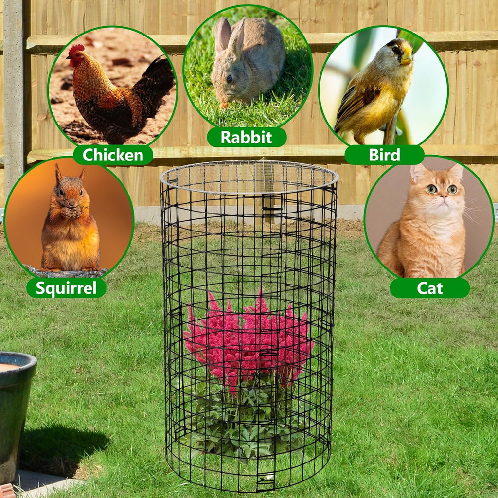 Adnee 8 Pack Wire Plant Protector with Cover-20" x 11" Detachable Metal Plant Protectors Mesh-Garden Plant Protectors for Flower Vegetable to Keep Animals Out