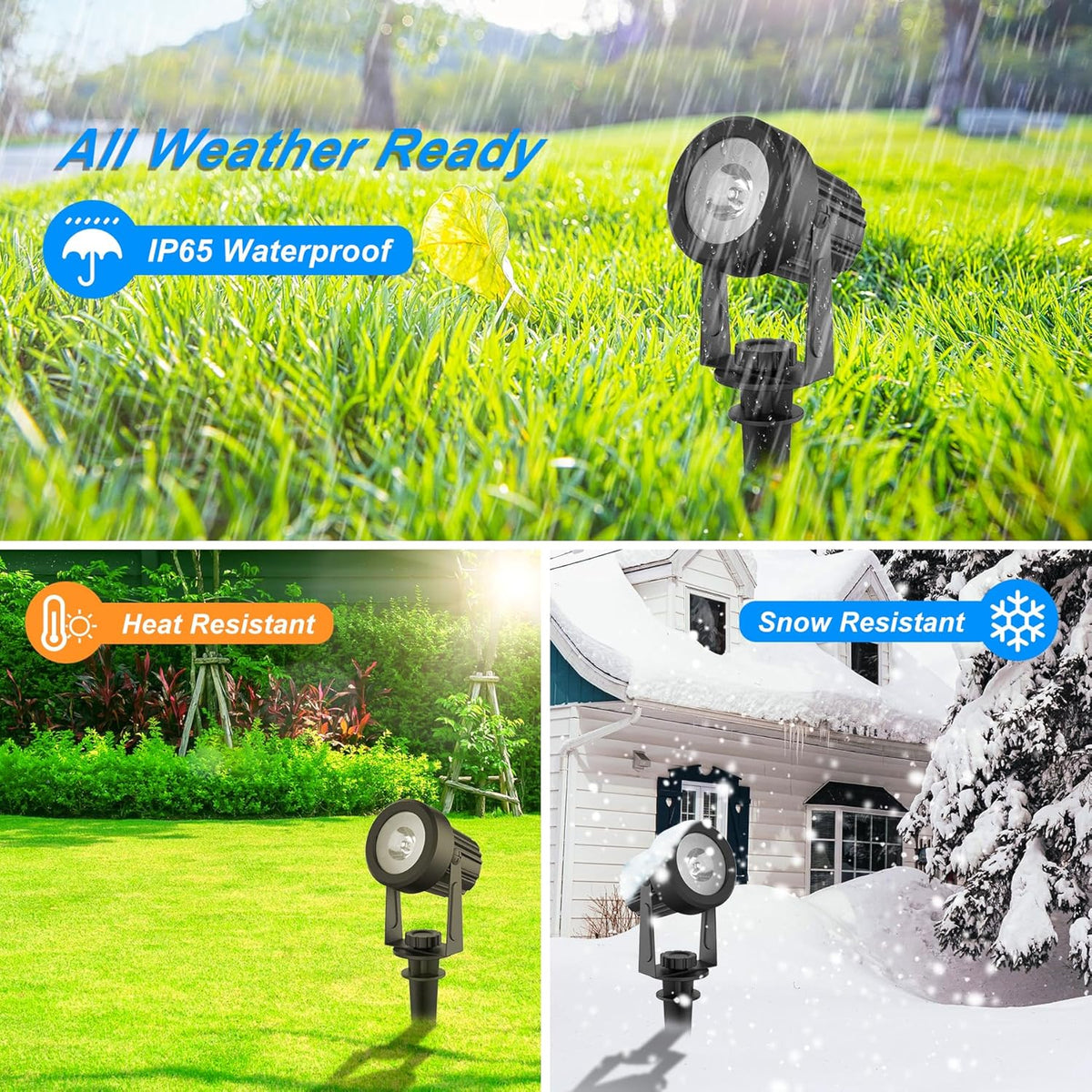 Halloween Solar Spot Lights Outdoor, Solar Color Changing RGB Landscape Lighting Waterproof Auto ON/Off Adjustable Garden Lights for Yard, Garden, Driveway, Pool, Lawn (6-in-1)