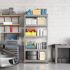 Yaheetech Storage Shelves 5 Tier Garage Shelving Heavy Duty Garage Shelves Adjustable Metal Shelving Unit Utility Rack Industrial Shelving for Warehouse Pantry Closet, 27.5"W x 12"D x 60"H, Light Gray