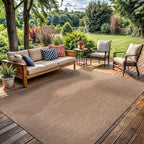 Washable Indoor Outdoor Rug 9x12 Weather Resistant Area Rugs Modern Solid Jute Rug for Porch Deck Balcony Backyard Patio Outside Carpet (9 X 12 Jute Beige)