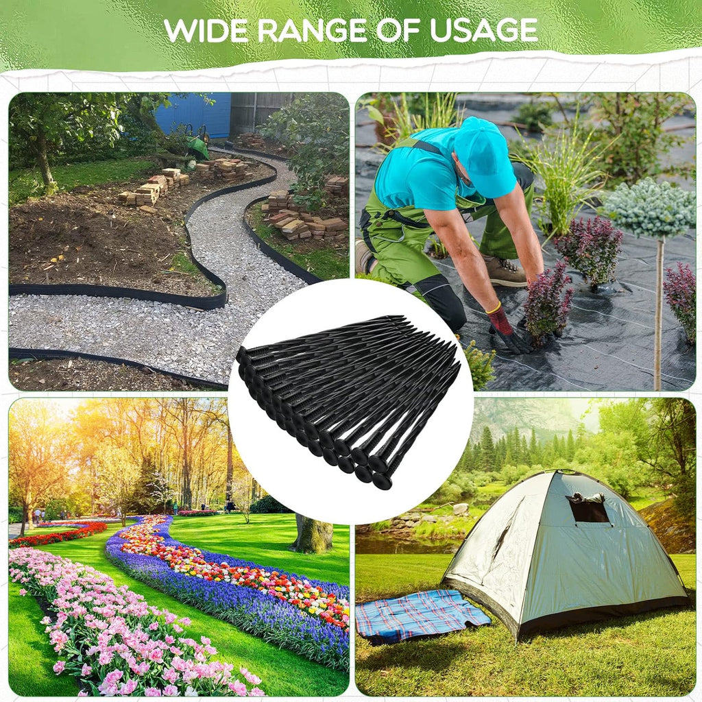 300 Pcs Landscape Edging Stakes Bulk 8 Inch Spiral Landscape Anchoring Spikes Plastic Edging Nails Yard Garden Anchoring Spikes for Weed Barrier Paver Edging Artificial Turf Stakes