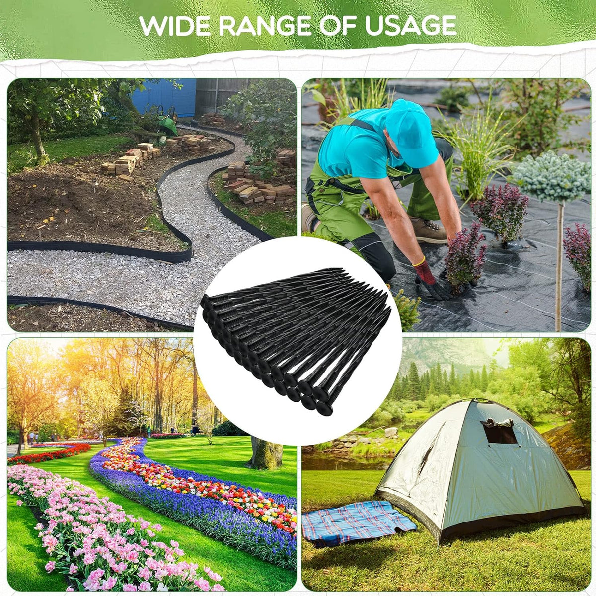 300 Pcs Landscape Edging Stakes Bulk 8 Inch Spiral Landscape Anchoring Spikes Plastic Edging Nails Yard Garden Anchoring Spikes for Weed Barrier Paver Edging Artificial Turf Stakes