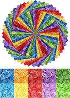12"x 12" 50 PCS 100% Cotton Floral Fabric Squares Bundles Quilting Supplies for Sewing DIY & Quilt Beginners— Paisley
