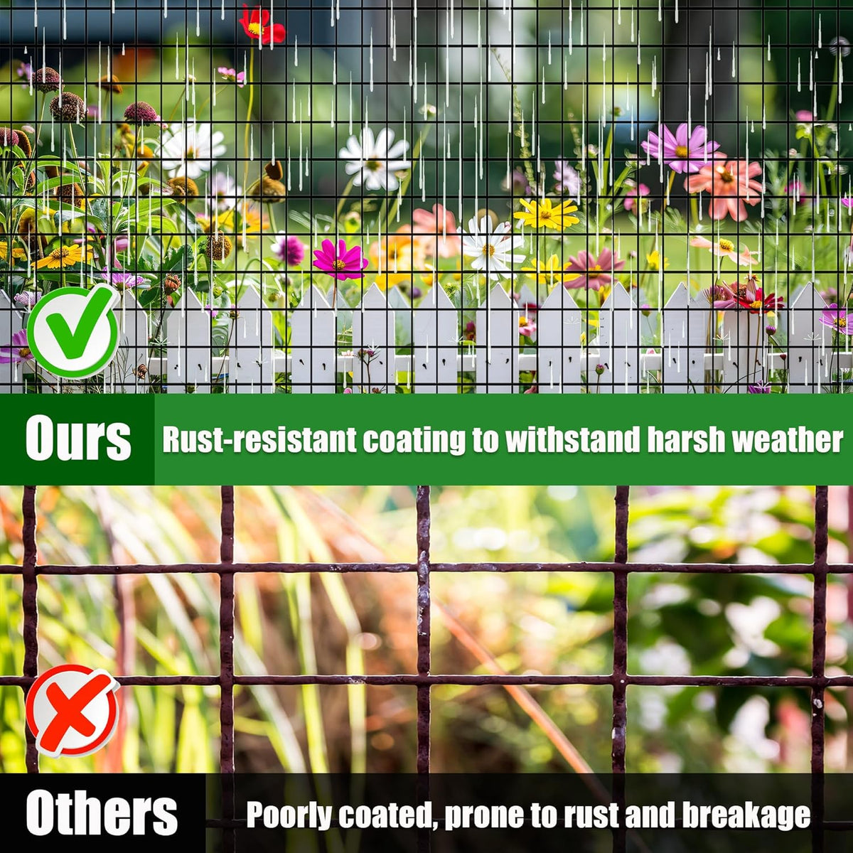 36 in x 50 ft Welded Wire Mesh Fence, 2 in × 3 in 15GA Black PVC Coated Garden Fencing Roll, Dog Barrier for Vegetable Yard, Poultry Netting,Heavy-Duty Border Fencing