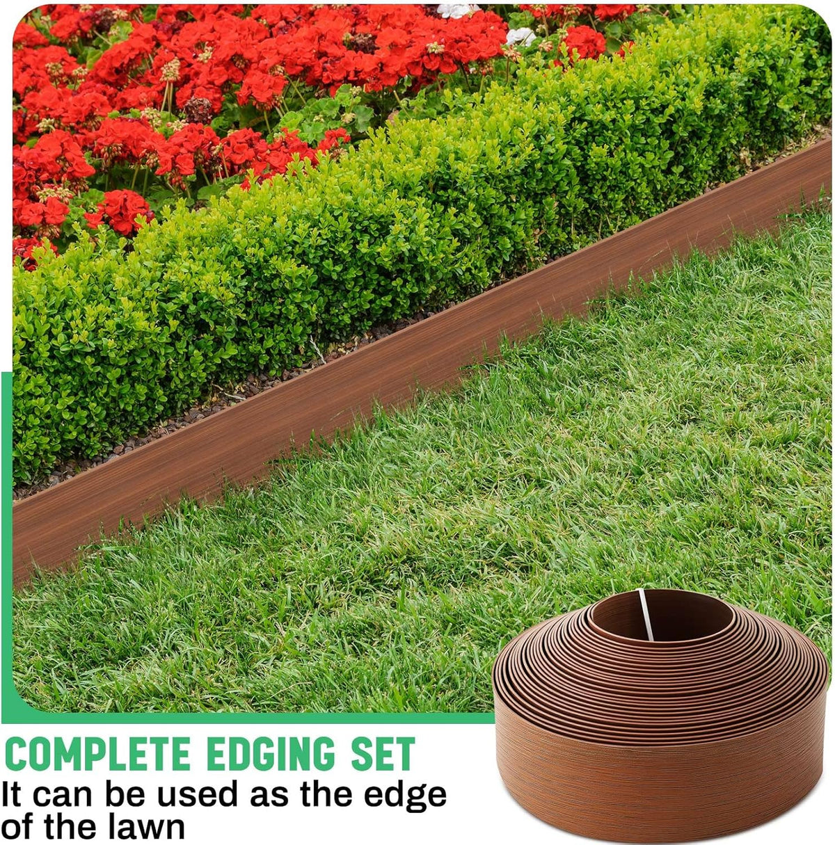 100ft Landscape Edging 4 Inch Tall Garden Edging Borders No Dig Lawn Border with 90 Anchoring Spikes Mini Plastic Fence for Landscaping Yard Lawn Garden Grass Flower Beds Home
