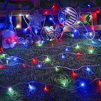KAQ Red White & Blue Lights 115FT 300LED 4th of July Decorations Outdoor/Indoor, Extendable Plug-in Twinkle Fairy Lights Waterproof with 8 Modes&Timer Independence Day Patriotic Tree Decorations