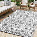 Outdoor Rug Waterproof 8x10 ft, Reversible Outdoor Plastic Straw Rug Patio Rug, RV Rugs for Outside, Outdoor Carpet for Patio Camping Deck Balcony Backyard, Black & Gray