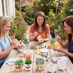 Hushee 12 Sets Ceramic Succulent Planters Paintable Succulent Plant Pots Small DIY Figurines Unpainted Pots with Drainage Hole Color Paints Paintbrushes Palettes